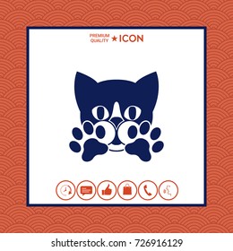 Cute Cat, paws - logo, symbol, protect sign