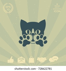 Cute Cat, paws - logo, symbol, protect sign