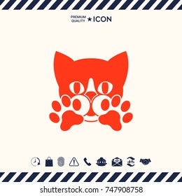 Cute Cat, paws - logo, symbol, protect sign