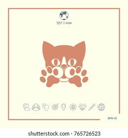 Cute Cat, paws - logo, symbol, protect sign