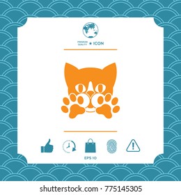 Cute Cat, paws - logo, symbol, protect sign