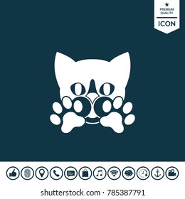 Cute Cat, paws - logo, symbol, protect sign