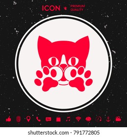Cute Cat, paws - logo, symbol, protect sign