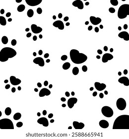 Cute cat paws seamless pattern. Animal foot print illustration with high quality resolution. Animal vector. Can be used for wallpaper and paper wrapping