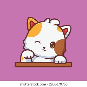 cute cat peeking. isolated cartoon animal illustration. Flat Style Sticker Icon Design Premium Logo vector. Mascot Character