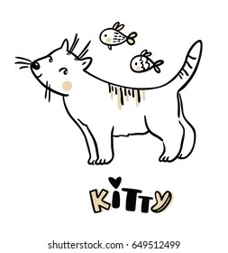 Cute cat. Pet animal vector illustration