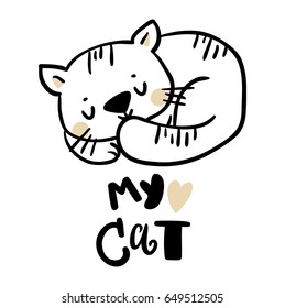 Cute cat. Pet animal vector illustration