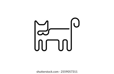 Cute cat pet continuous line art vector design