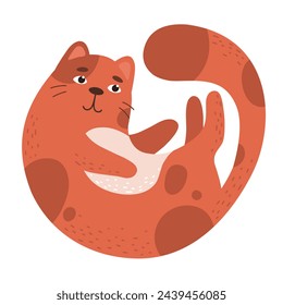 Cute cat, pet in flat cartoon style. Vector illustration.