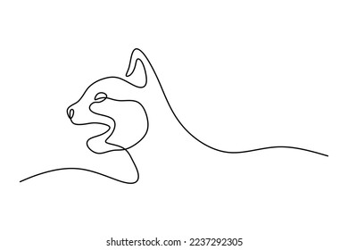 Cute cat pet oneline continuous handdrawn line art