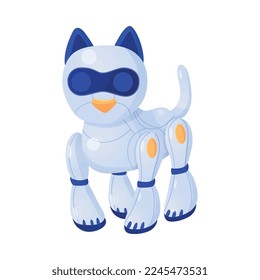 Cute cat pet robot on white background flat vector illustration