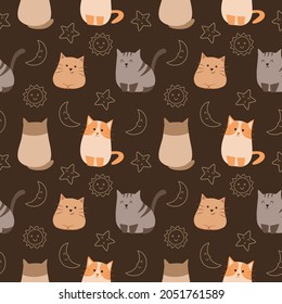 Cute cat pet seamless pattern vector deign