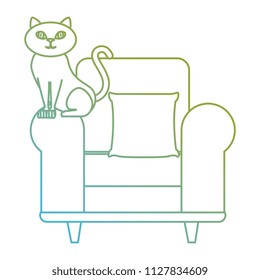 cute cat pet in the sofa character