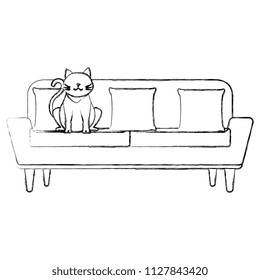 cute cat pet in the sofa character