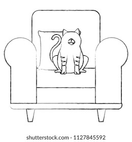 cute cat pet in the sofa character