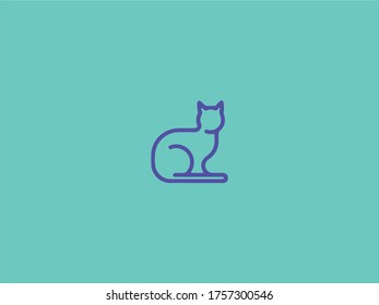 cute cat pets logo template
