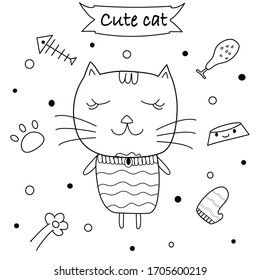 Cute cat pictures for coloring.