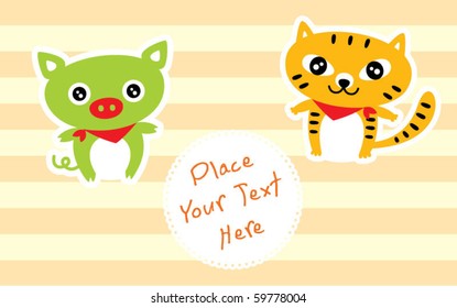 cute cat and pig