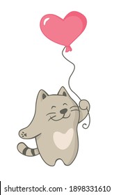 Cute cat with pink balloon