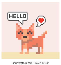 Cute cat in pixel art