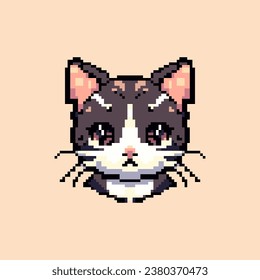 Cute cat in pixel art style. Vector illustration.