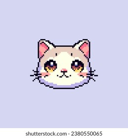 Cute cat in pixel art style. Vector illustration.