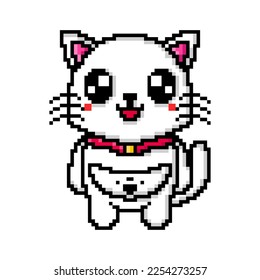 cute cat pixel art vector illustration