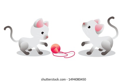 cute cat playful. several motion. vector illustration isolated cartoon