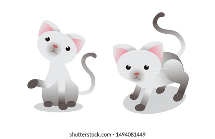 cute cat playful. several motion. vector illustration isolated cartoon