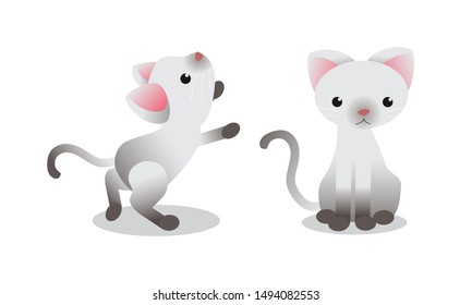 cute cat playful. several motion. vector illustration isolated cartoon