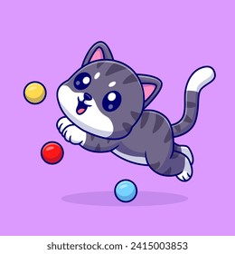 Cute Cat Playing Ball Cartoon Vector Icon Illustration. Animal
Nature Icon Concept Isolated Premium Vector. Flat Cartoon
Style
