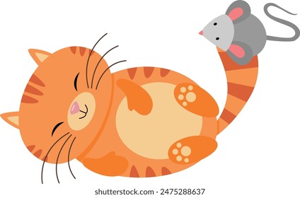 Cute cat playing with ball of red wool
