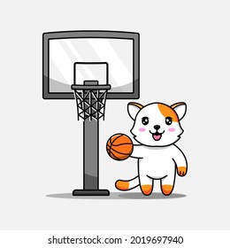 Cute cat playing basketball alone