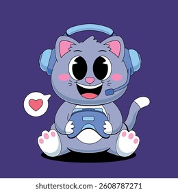Cute cat playing game cartoon