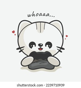 cute cat playing games art illustration