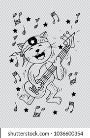 Cute cat playing a guitar