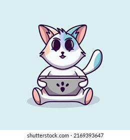 a cute cat playing ipad