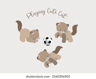 Cute cat playing nursery art pattern illustration.