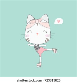 Cute cat playing roller skate