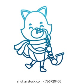 Cute cat playing saxophone cartoon