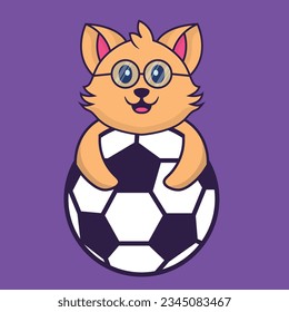 Cute cat playing soccer character