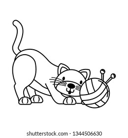 cute cat playing with wool ball