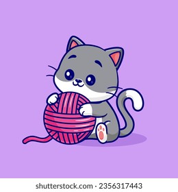 Cute Cat Playing Yarn Ball Cartoon Vector Icon Illustration.
Animal Nature Icon Concept Isolated Premium Vector. Flat
Cartoon Style