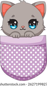 Cute Cat In Pocket Kawaii Vector