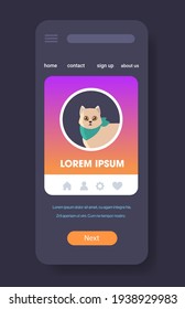 cute cat portrait fluffy adorable cartoon animal domestic kitty home pet website or online shop smartphone screen mobile app copy space vertical