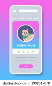 cute cat portrait fluffy adorable cartoon animal domestic kitty home pet website or online shop smartphone screen mobile app copy space vertical