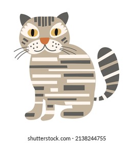 Cute Cat portrait on isolated background. Vector illustration.