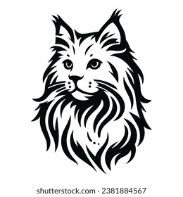 cute cat portrait simple line art sketch, logo