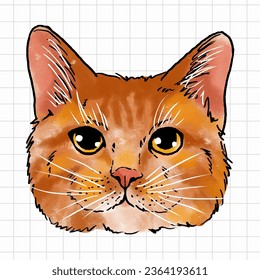 Cute Cat Portrait Vector Illustration