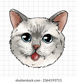 Cute Cat Portrait Vector Illustration